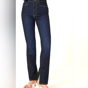 Pilcro and the Letterpress Dark Blue Straight Leg Jeans, slit ankle size 30 New”